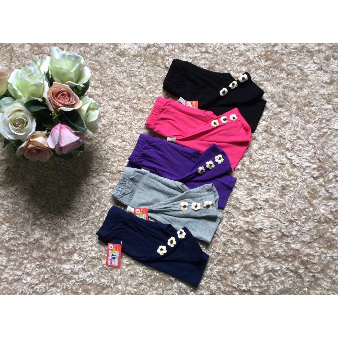 Quần legging 3 hoa size bé-